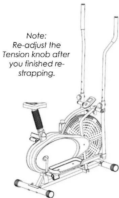 Note: Re-adjust the Tension knob after you finished re- strapping.