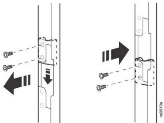Technical diagram showing two mechanical assembly states with labeled components and directional arrows indicating movement or assembly.