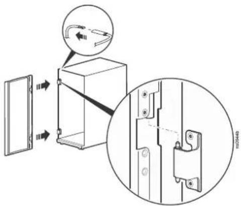 Technical diagram showing door lock mechanism with magnified detail view and labeled component 'm20446'
