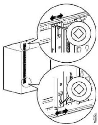 Technical diagram showing mechanical assembly with two circular insets highlighting components and directional arrows indicating movement or force.