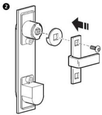 Diagram showing a door lock mechanism with a close-up of the lock and a magnified view of the lock assembly.