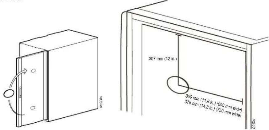 307 mm (12 in.) 300 mm (11.8 in.) (600 mm wide) 375 mm (14.8 in.) (750 mm wide)