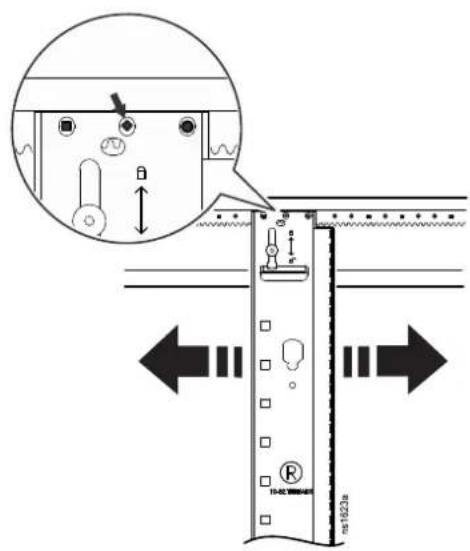 Technical diagram showing a mechanical assembly with labeled components and directional arrows, including a magnified inset of a component detail.