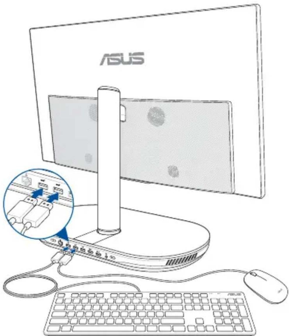 ASUS All-in-One Z272SDT-BA160T - Connecting a wired keyboard and mouse - 1