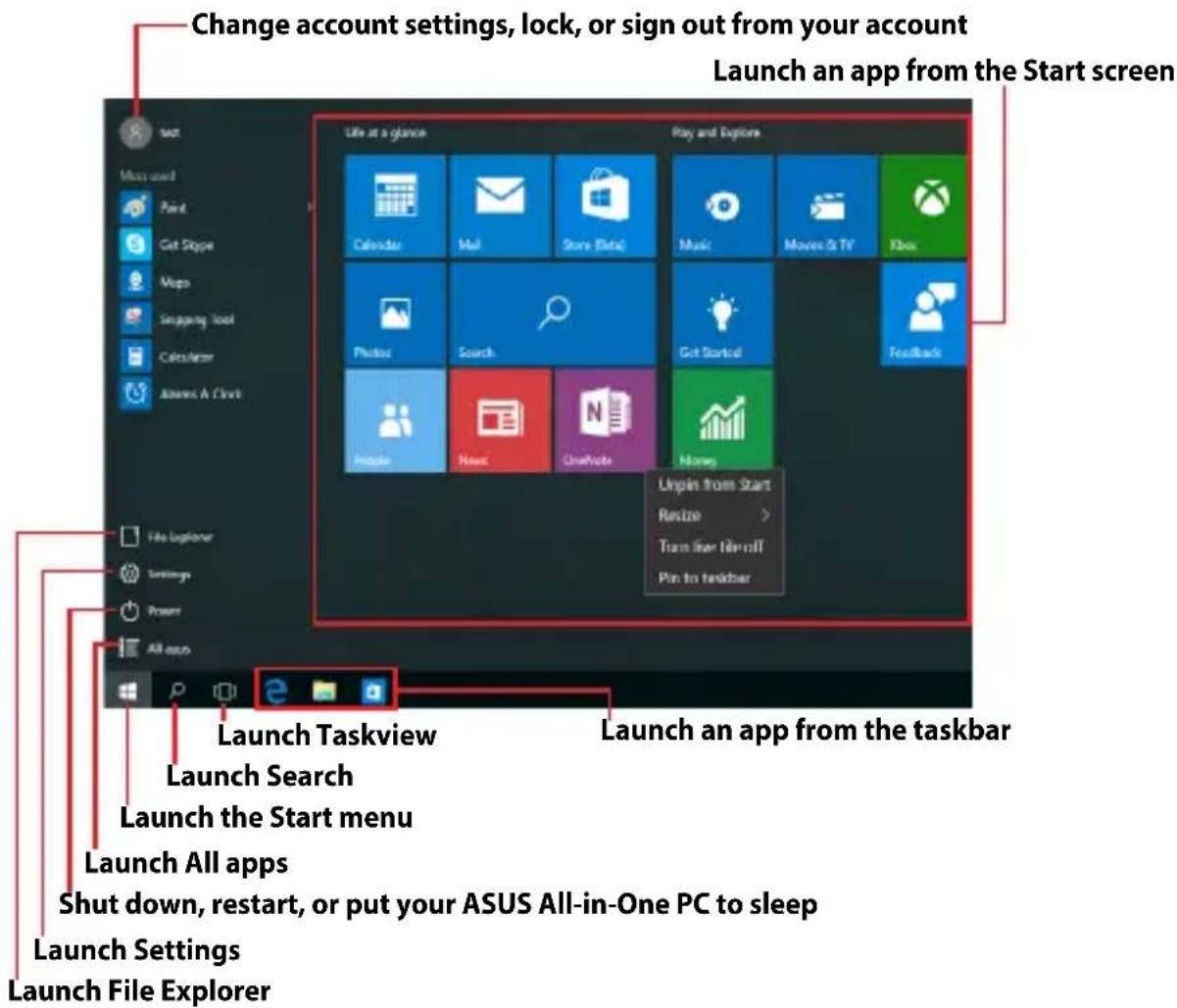 ASUS All-in-One Z272SDT-BA160T - Start menu - 1