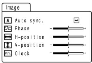 Image A Auto sync. Phase H-position V-position Clock