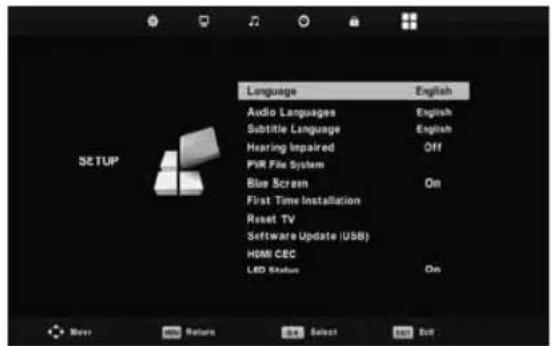 Technika 22E21S-FHD/DVD - SETUP MENU - 1