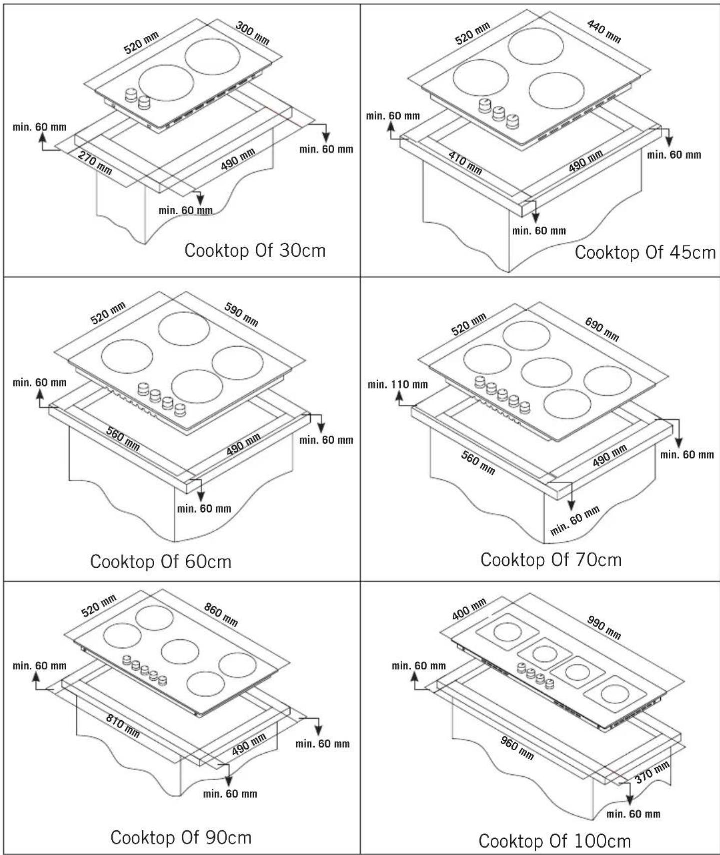 SVAN SVEC4RC - COUNTER CUTTING SIZES AND INSTALLATION OF YOUR COOKTOP - 1