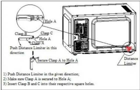 Hole A Clasp B Clasp C Hole A Clasp A Push Distance Limiter in this direction Secure Clasp A to Hole A Distance Limiter 1) Push Distance Limiter in the given direction; 2) Make sure Clasp A is secured to Hole A; 3) Insert Clasp B and C into their respective square holes.