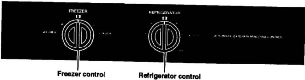 FREEZER Freezer control REFRIGERATOR Refrigerator control