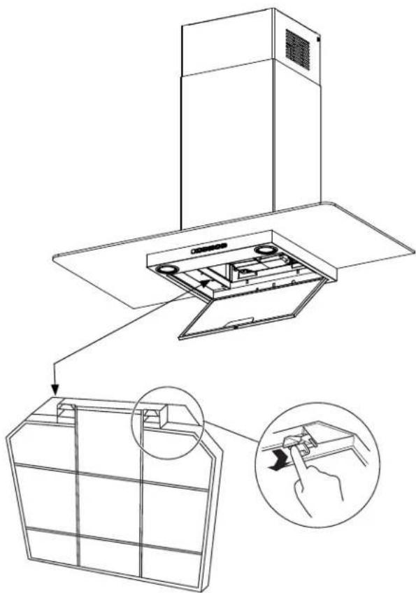 Technical diagram showing installation of a high-energy kitchen unit with labeled components and hand gesture instructions