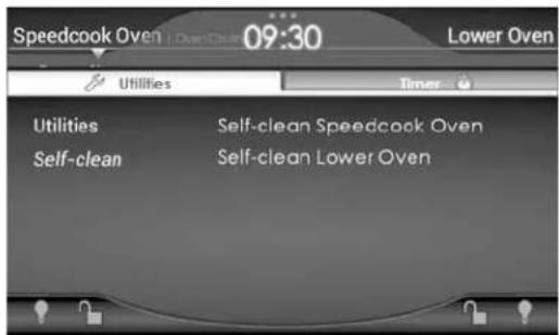 Speedcook Oven 09:30 Lower Oven Utilities Timer Utilities Self-clean Speedcook Oven Self-clean Lower Oven