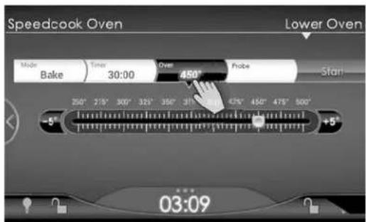 Speedcook Oven Made Bake Timer 30:00 Over 450° Probe Star Lower Oven -5° +5° 03:09