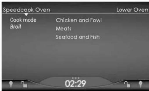 Speedcook Oven Cook mode Broil Chicken and Fowl Meats Seafood and Fish Lower Oven 02:29