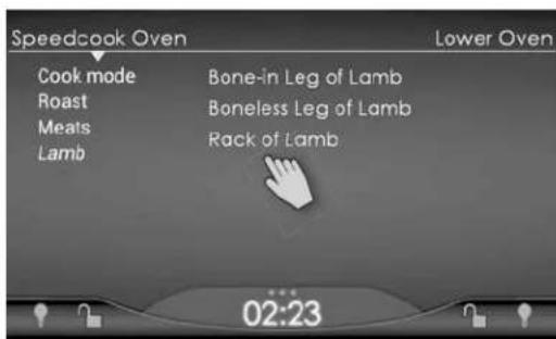 Speedcook Oven Cook mode Roast Meats Lamb Bone-in Leg of Lamb Boneless Leg of Lamb Rack of Lamb 02:23 Lower Oven