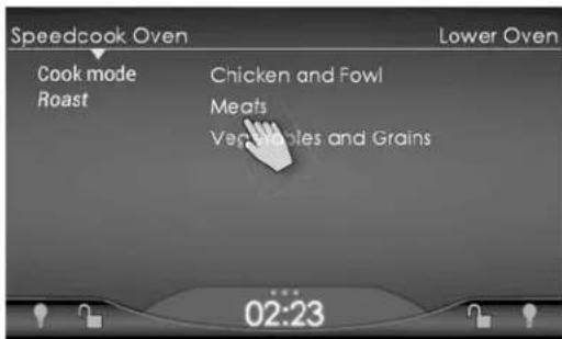 Speedcook Oven Cook mode Roast Chicken and Fowl Meats Vegetables and Grains Lower Oven 02:23