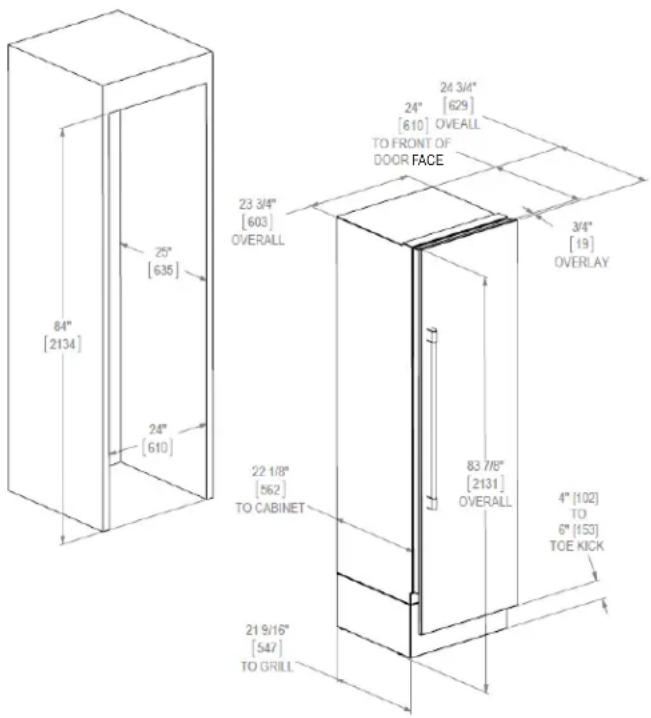 Perlick CR24D-1-4L - Opening Dimensions - 1