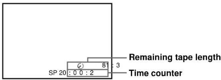 Remaining tape length SP 20 : 0 0 : 2 Time counter