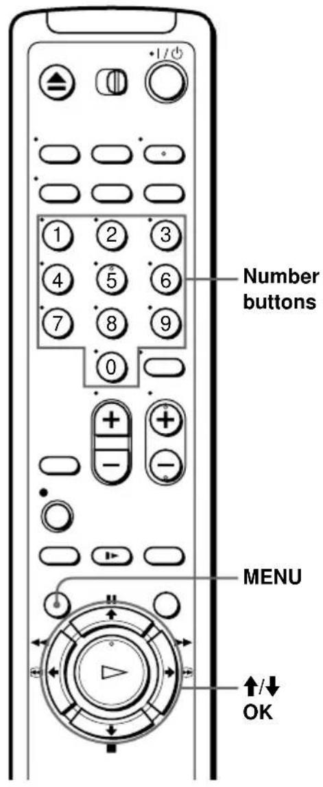1/1 Number buttons MENU ↑/↓ OK