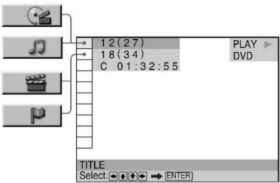 12(27) 18(34) C 01:32:55 PLAY DVD TITLE Select: → ENTER