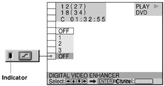 1 2 (2 7) 1 8 (3 4) C 0 1:3 2:5 5 OFF 1 2 3 OFF PLAYER DVD DIGITAL VIDEO ENHANCER Select: → ENTER REUN: :
