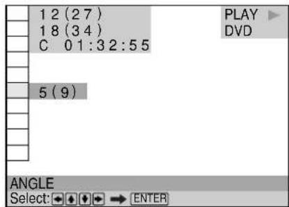 12 (27) 18 (34) C 01:32:55 5 (9) ANGLE Select: → ENTER