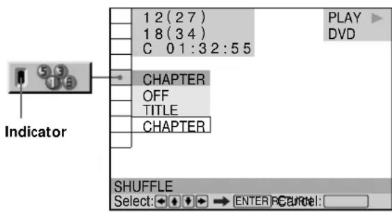 12 (27) 18 (34) C 01:32:55 CHAPTER OFF TITLE CHAPTER SHUFFLE Select: → ENTER PCTURE: