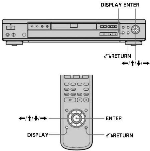 DISPLAY ENTER RETURN ←/↑/↓/→ ←/↑/↓/→ DISPLAY ENTER RETURN