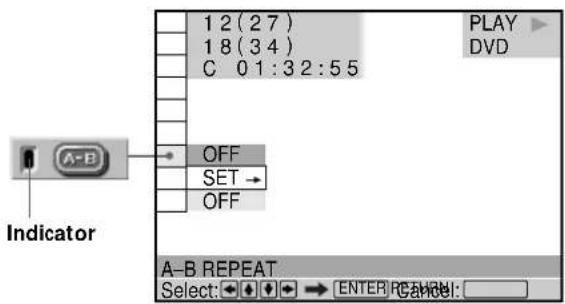 12(27) 18(34) C 01:32:55 OFF SET → OFF A-B REPEAT Select: → ENTER SCREEN: