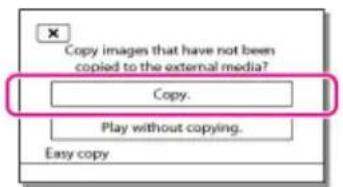 Copy images that have not been copied to the external media? Copy. Play without copying. Easy copy