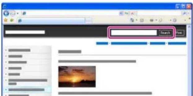 Screenshot of a web browser interface with a search bar and preview window showing a sunset image.