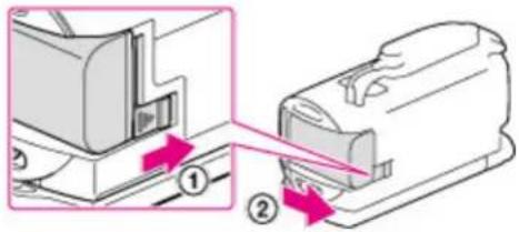 Diagram showing two mechanical components with labeled parts and directional arrows indicating assembly or movement.