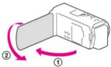Diagram showing a device with two labeled arrows (① and ②) indicating rotation or movement, likely illustrating a mechanical or electrical component.