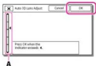 Auto 3D Lens Adjust Cancel OK Press OK when the Indicator exceeds