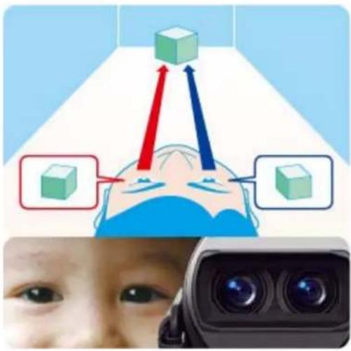 Diagram illustrating 3D cube projection onto a child's face, with visual examples of the face and eye.
