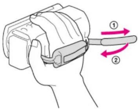 Diagram showing a hand holding a device with two labeled arrows indicating directional movement or force directions.