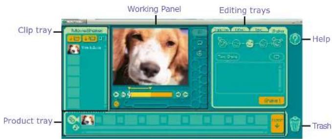 Working Panel Editing trays Clip tray Product tray Help Trash