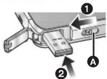 Technical diagram showing mechanical assembly with labeled parts 1 and 2, and component A
