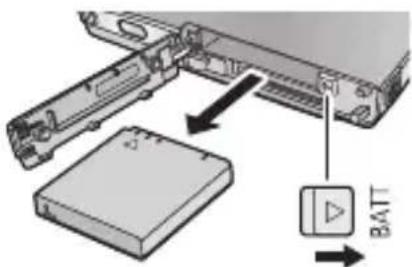 Diagram showing battery internal structure with labeled components including a BATT component and directional arrows indicating flow or movement.