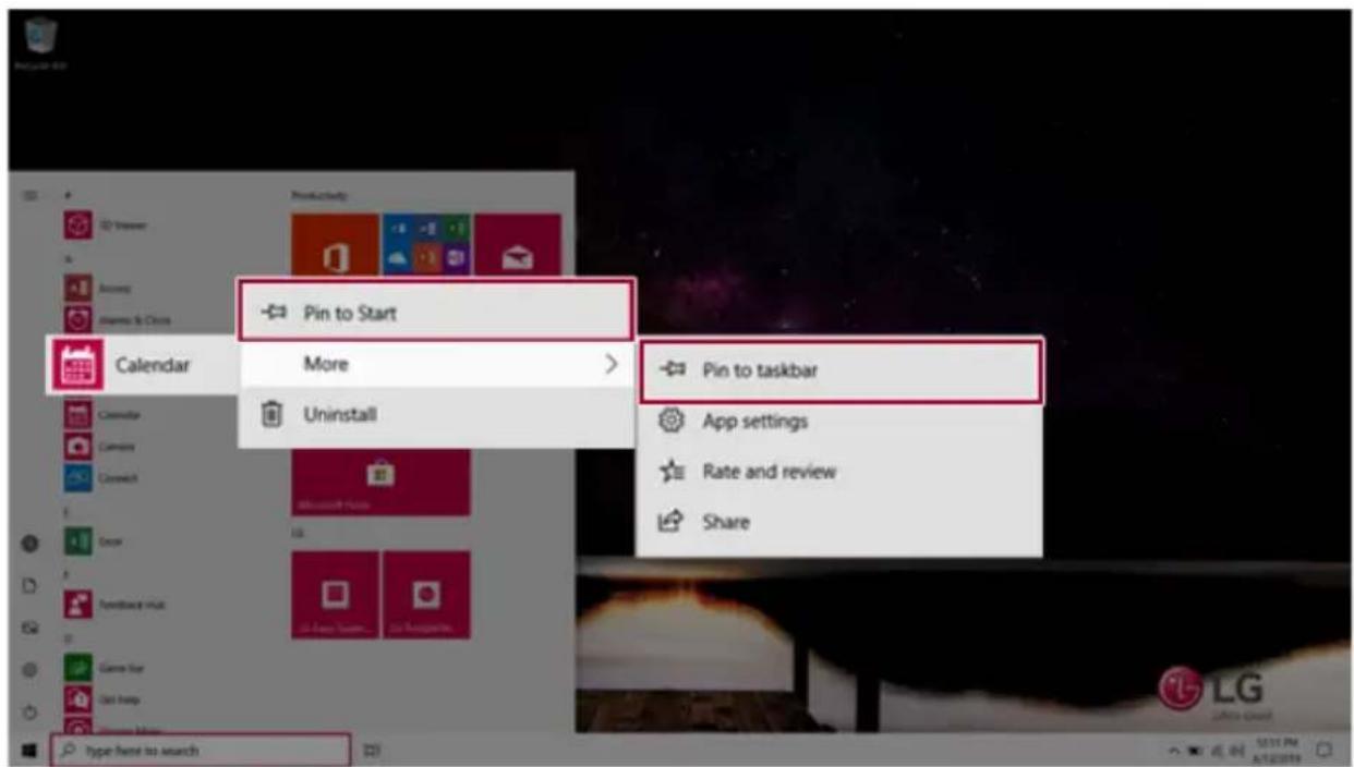 LG 15Z90NRAAS9U1 - AddingAppstoStartMenu/Taskbar - 4