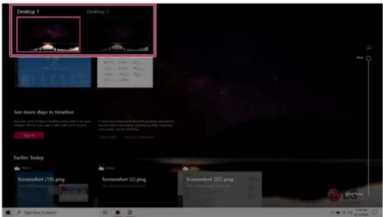 LG 15Z90NRAAS9U1 - [Desktop 1] and [Desktop 2] are created. - 1