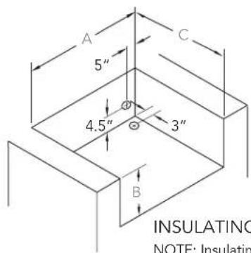 A 5" 4.5" 3" B INSULATING NOTE: Insulating