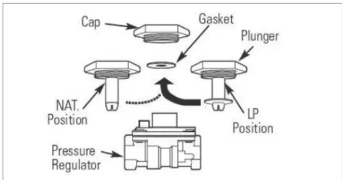 Cap Gasket Plunger NAT. Position LP Position Pressure Regulator