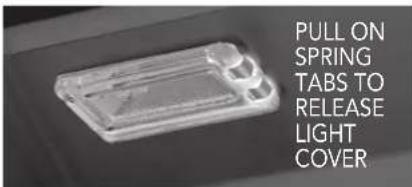 PULL ON SPRING TABS TO RELEASE LIGHT COVER