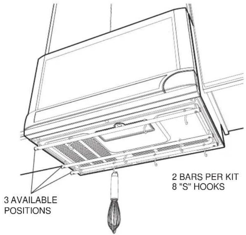 3 AVAILABLE POSITIONS 2 BARS PER KIT 8 "S" HOOKS