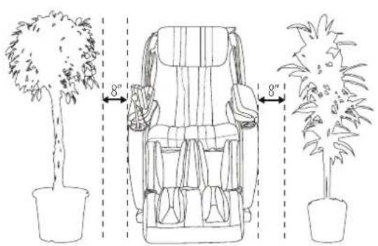 Diagram showing three different types of palm trees with 8-inch angle measurements between one and the other.