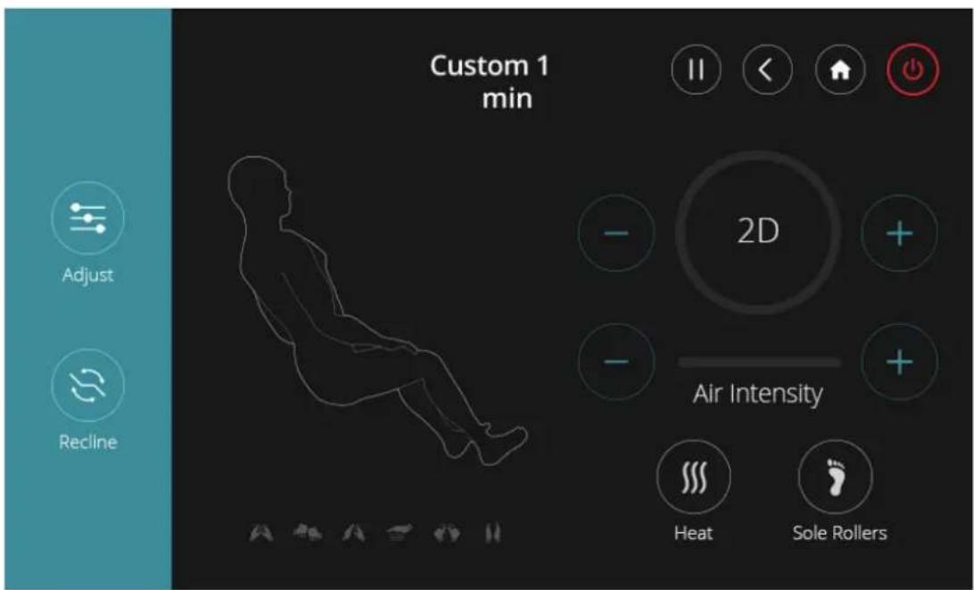Custom 1 min Adjust Recline 2D Air Intensity Heat Sole Rollers