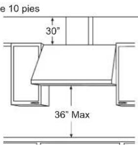 e 10 pies 30" 36" Max