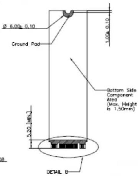 Ø 6.00± 0.10 Ground Pad Bottom Side Component Area (Max. Height is 1.50mm) 5.20 [MIN] DETAIL B
