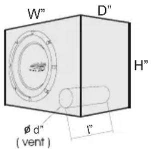 W" D" H" Ø d" ( vent ) l"